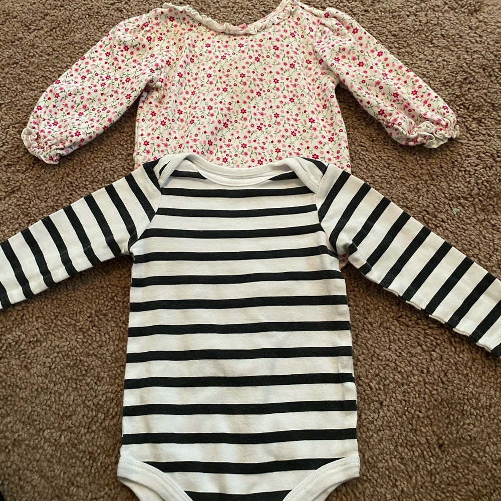 Set of two 6-9 month long sleeve onesies